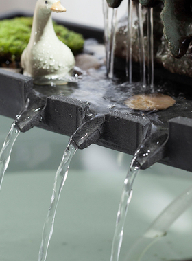 新中式客厅假山鱼池鱼缸造景微景观招财流水摆件循环水景装饰配件