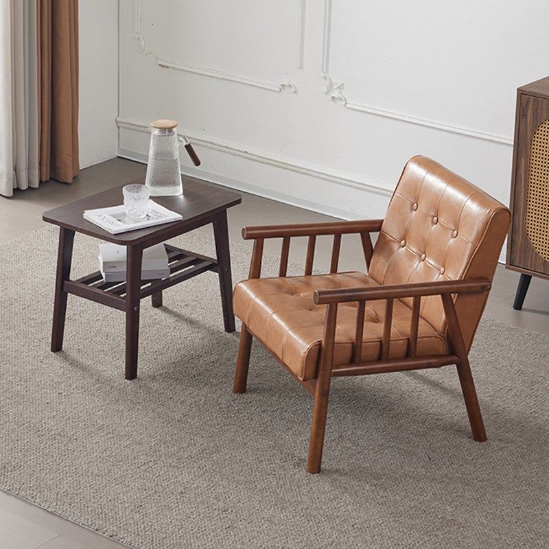 单人休闲椅午睡可躺座椅书房茶室桌椅沙发凳防水油蜡皮木质小尺寸