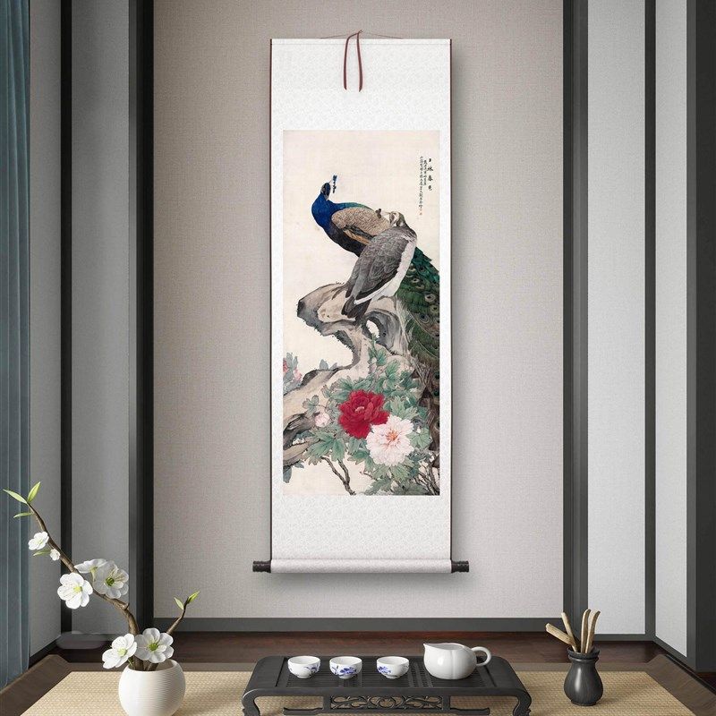 刘奎龄《上林春色》客厅书房茶室装饰画挂画玄关水墨高清卷轴字画,家居饰品,国画,淘宝优惠券,粉丝福利购,淘宝优惠卷