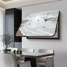 现代简约电表箱装饰画抽象风景电闸开关遮挡挂画配电箱带钟表壁画