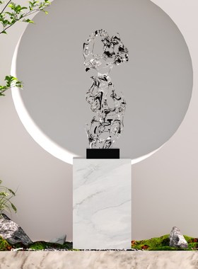 抽象艺术透明雕塑新中式太湖石落地摆件酒店大堂茶室样板间装饰品