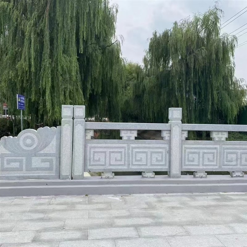 石雕桥石栏杆定制汉白玉大理石花岗岩护栏青石桥梁工程公园风景区