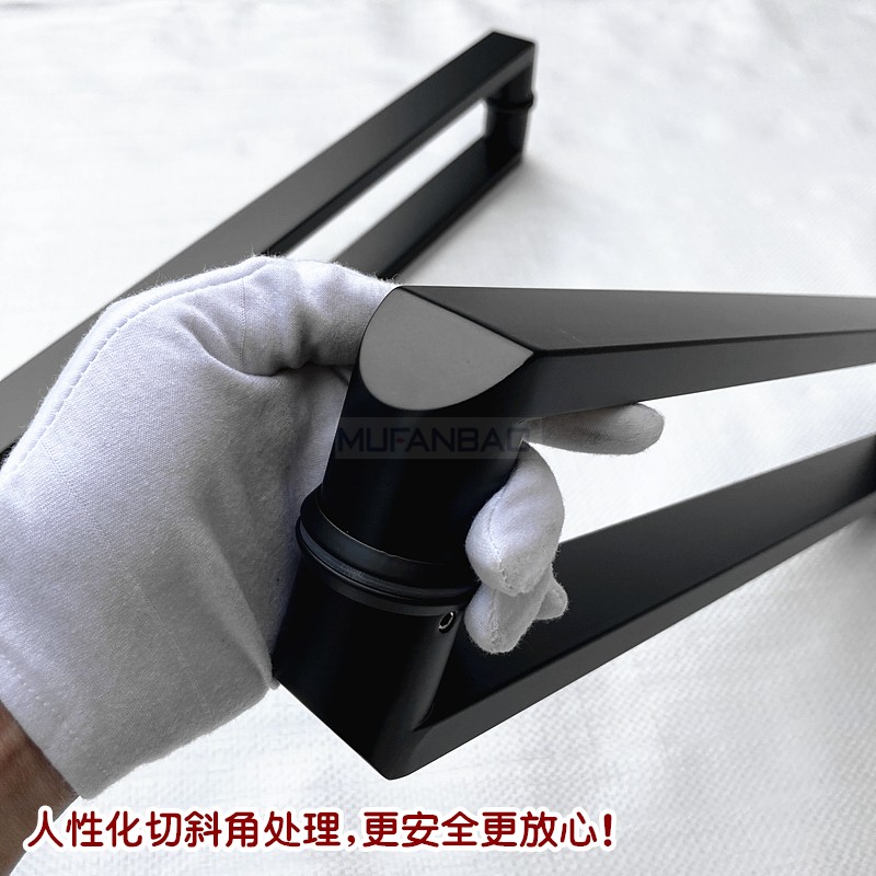 办公室商铺方管玻璃门拉手金属门木门大拉手把手304不锈钢哑黑色