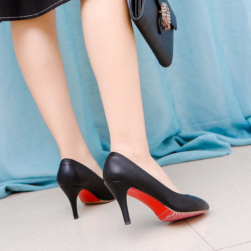哑光圆头高跟鞋女细跟5cm空姐女鞋3-5厘米走秀单鞋礼仪大码小码,女鞋,浅口单鞋,淘宝优惠券,粉丝福利购,淘宝优惠卷