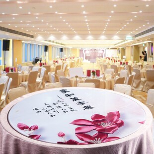 大圆桌转盘钢化玻璃家用圆桌面旋转圆桌饭店转桌印花钢化玻璃桌面