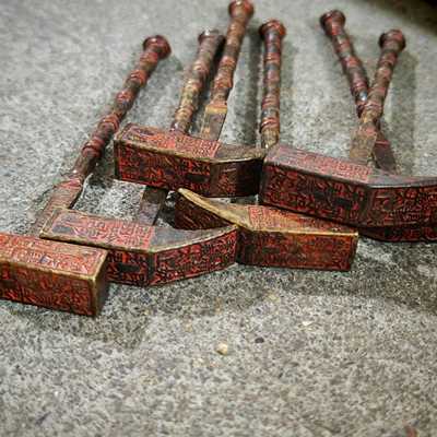 纯铜刻朱砂古手工雕山鬼铜锤火锤炭炉泡茶炉茶碳道配件LCA玩老铜