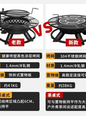 烤火炉围庭院家用取暖炉炉H304煮火烧烤架篝火炉别墅盆茶桌