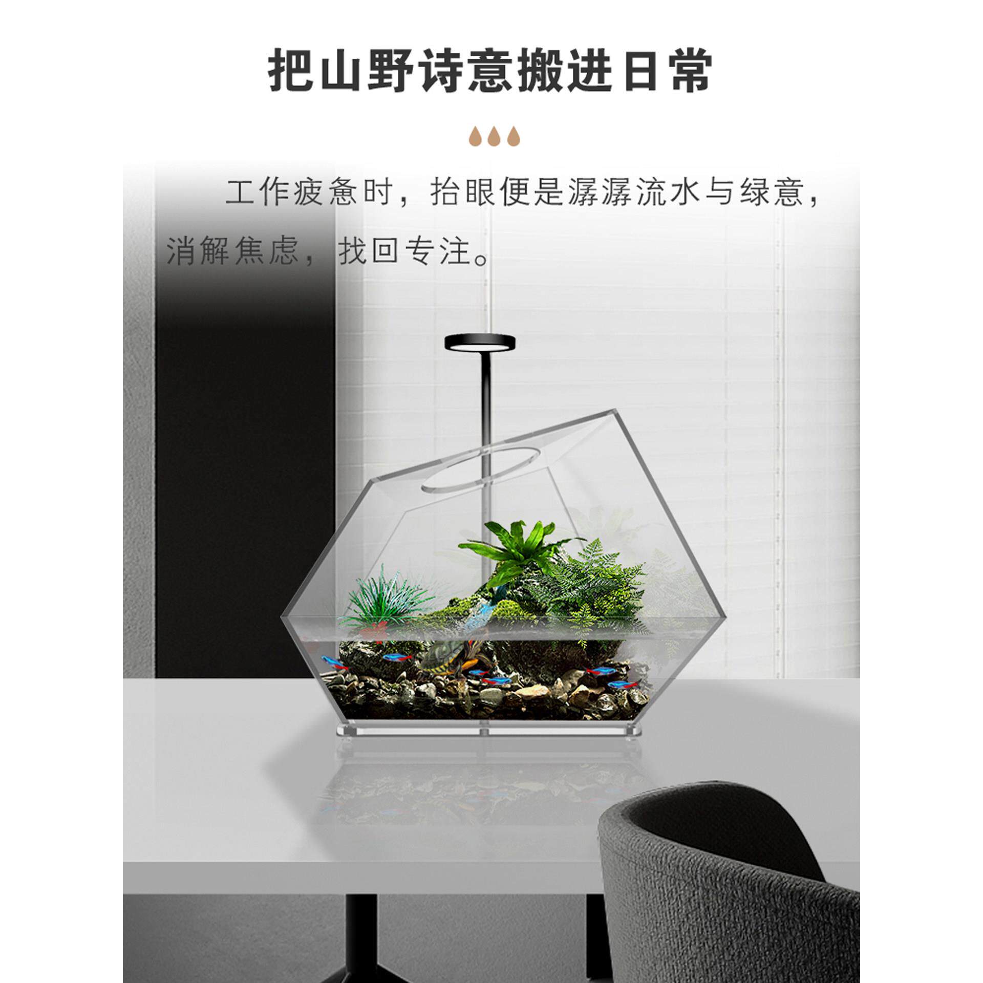 智能微态景观水过陆造缸乌龟缸带滤苔藓生瓶WGH青苔雨淋缸专用景