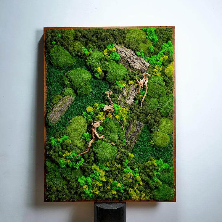 装永生苔PYM藓墙壁饰立展体植物件酒店餐挂厅名宿样品间厅装饰品