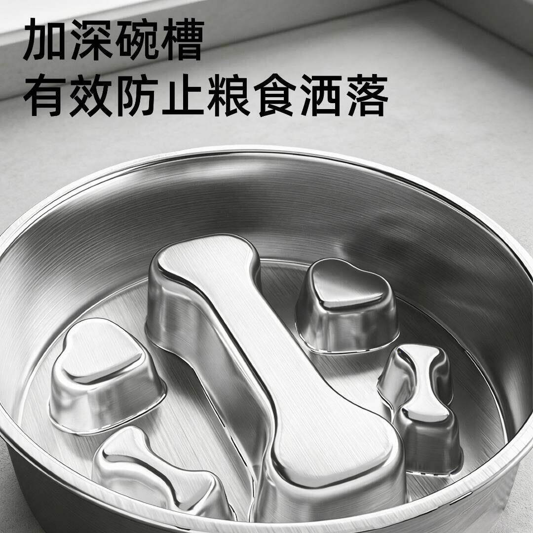 宠物食碗中大型犬34不锈翻钢防滑缓食A9910946盆防打防噎猫狗0慢