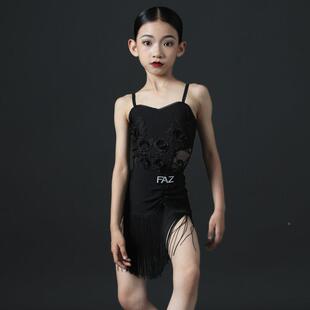 DNW579夏女童幼拉丁季 儿网红高端流苏练服表演演习出 练功舞服套装