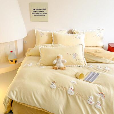 冬季瑚保CTU暖牛奶绒四件套加厚珊绒.贴布绣卡宝通宝绒床笠4件套1