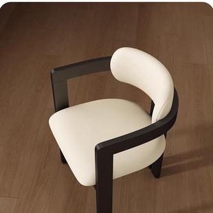 主椅茶凳设计师648-1椅实木餐椅家手用休闲椅白人蜡木实扶木靠背