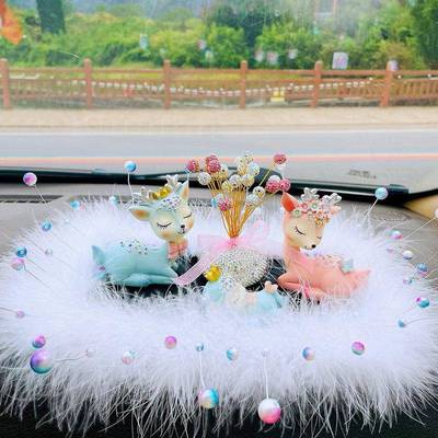 镶钻款一路30486内平安鹿车摆件女神款中控台车高载档汽车装饰汽