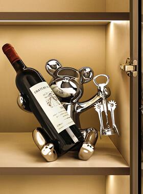 贝汉美创意艺暴熊红酒架装饰品家居装饰客厅展柜酒TSX示柜工品柜