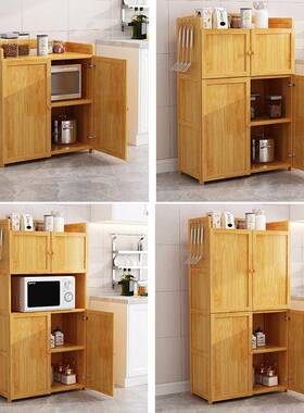 带门竹厨物置物lzj-带门碗柜橱柜餐房边柜茶水柜全架门现代储收纳