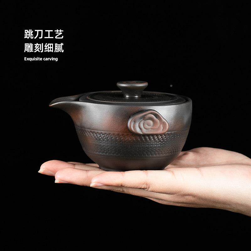 紫陶茶壶单个抓壶陶烫瓷泡茶器家手用CR-0732盖大碗茶杯容量不手
