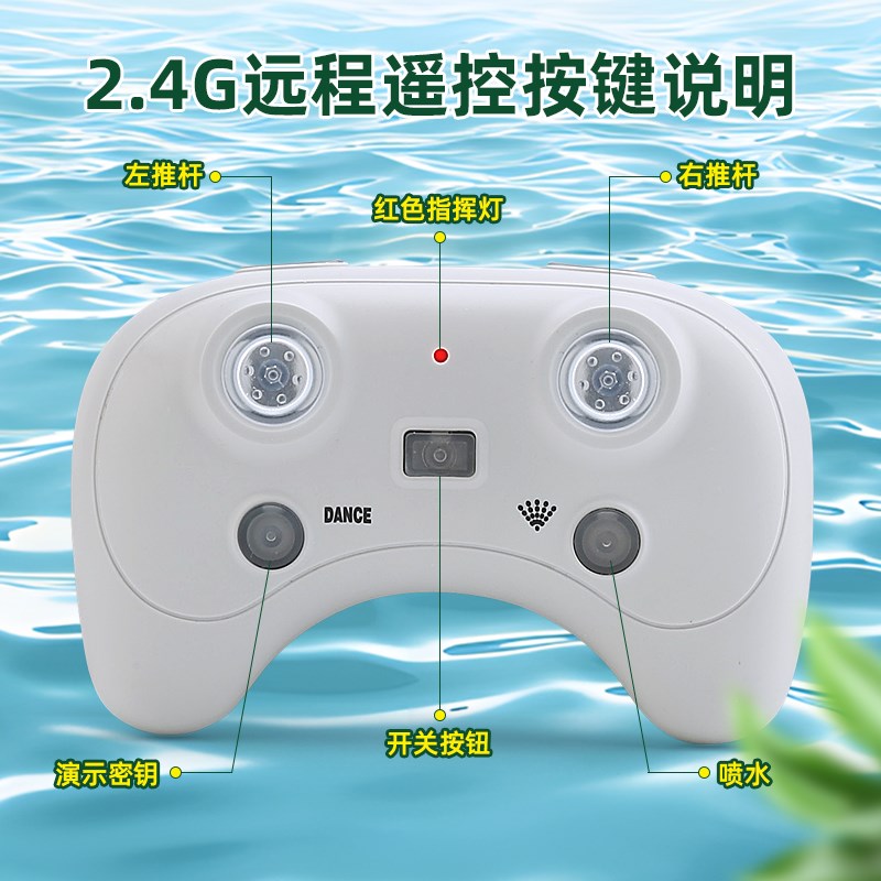 2025新款大号遥控沧龙可下水模型水上电动船苍龙玩具男孩游泳喷水