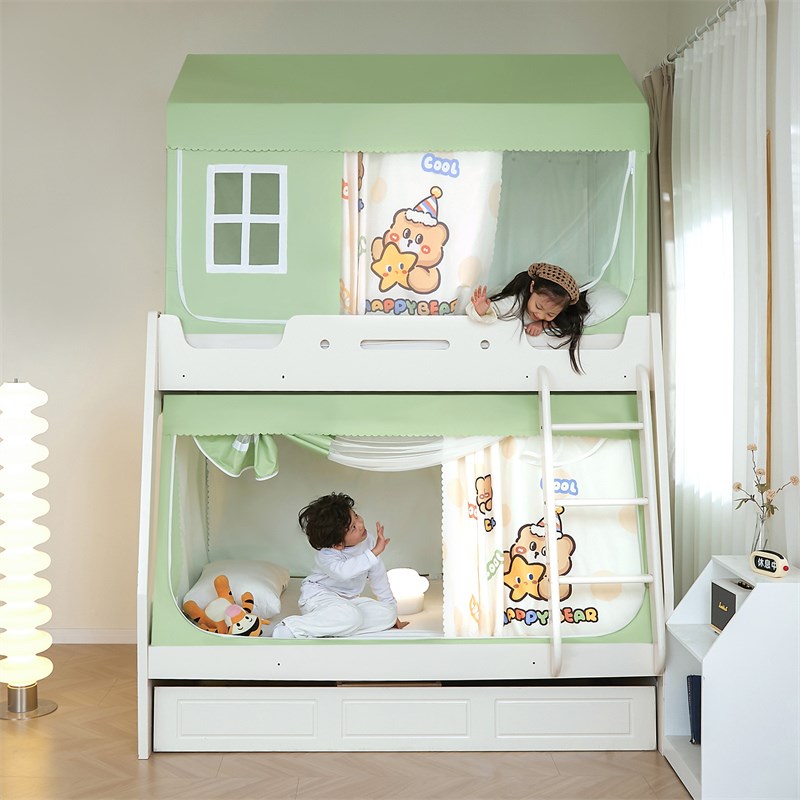 2024新款子母床蚊帐儿童男孩蒙古包家用专双层上下铺高低床帘帐篷