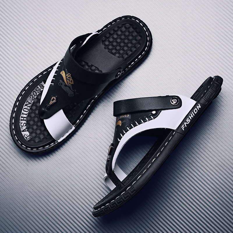 2021新款凉鞋男潮流人字拖男两用皮凉拖男士拖鞋夏季外穿开车沙滩