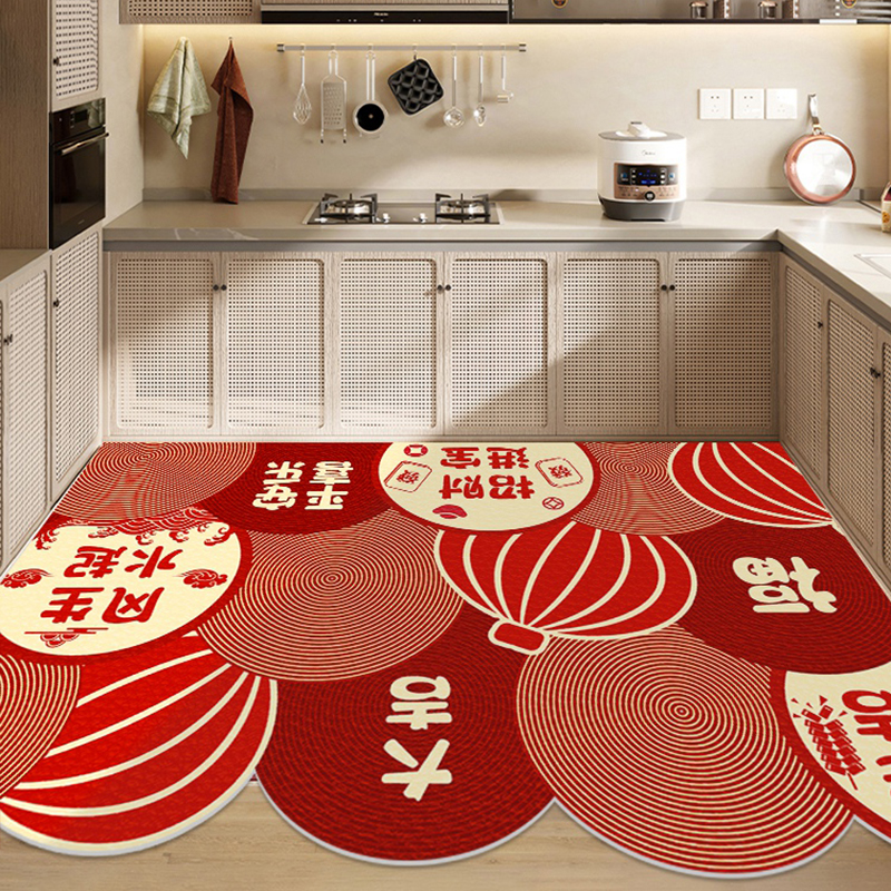 暖居厨房地垫防水防油门口地毯pvc防滑可擦免洗喜庆满铺专用加厚