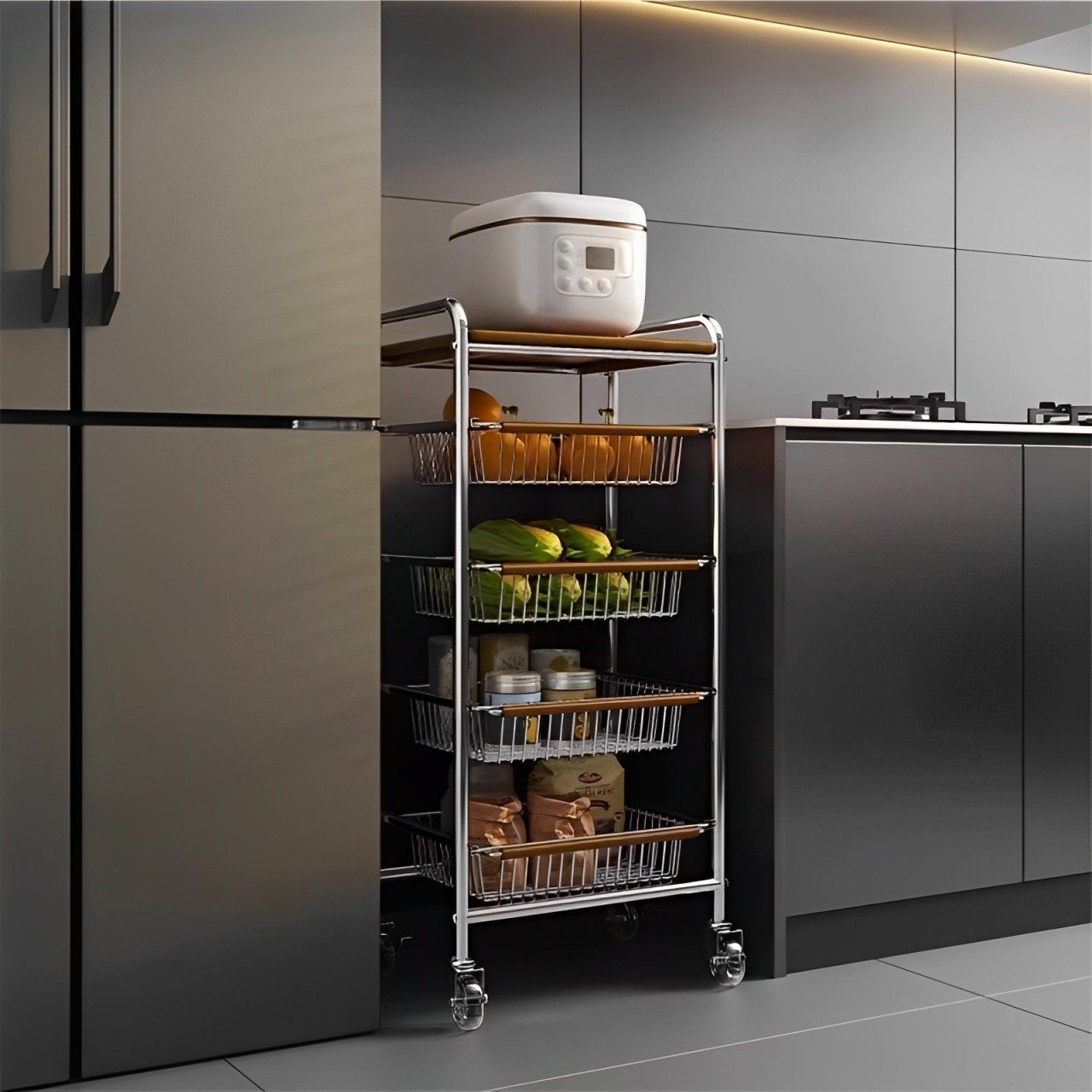 家用厨房置物架多层抽拉储物车中古小推车客厅可移动零食收纳架子,家装主材,置物架,淘宝优惠券,粉丝福利购,淘宝优惠卷