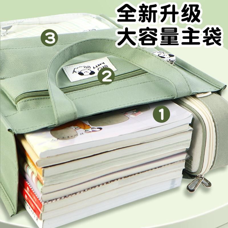 帆布包2024新款女手提布袋子大容量拎书袋学生补习托特单肩包结实