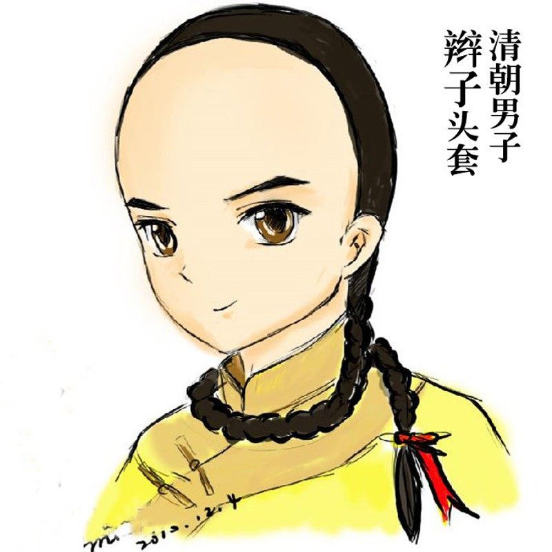 古装假发男清朝大辫子演出拍摄清B代假辫子清朝男士辫子头套孔乙