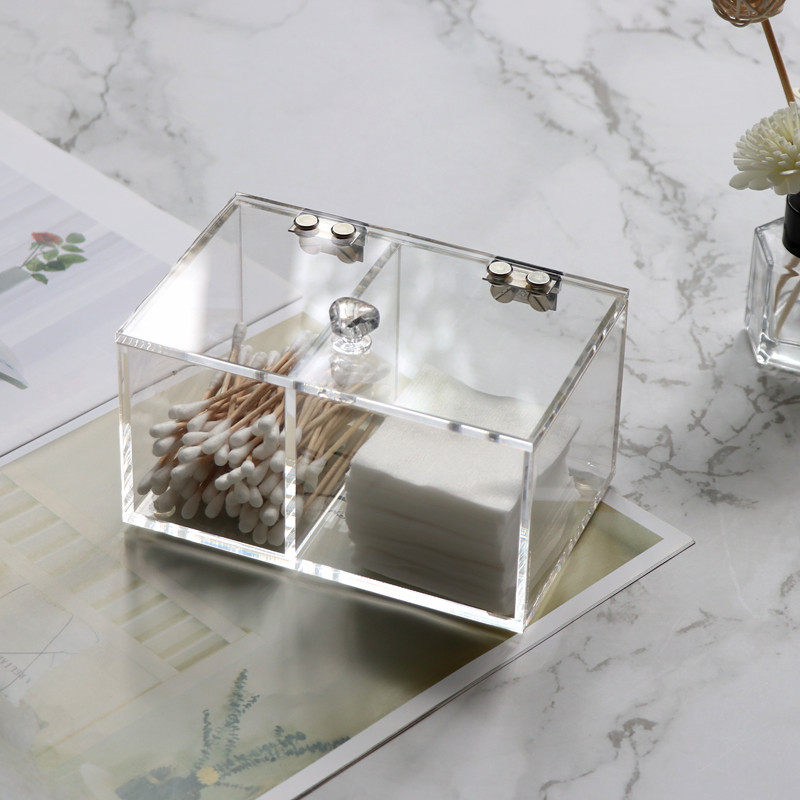 高档翻盖棉签盒化妆棉盒透明亚克力口红化妆品收纳缷妆棉酒店欧式,收纳整理,桌面收纳盒,淘宝优惠券,粉丝福利购,淘宝优惠卷