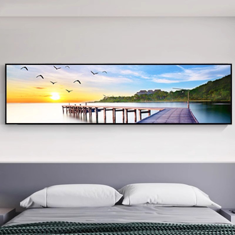 卧室床头挂画现代简约客厅装饰画海景公寓民宿酒店房间背景墙壁画