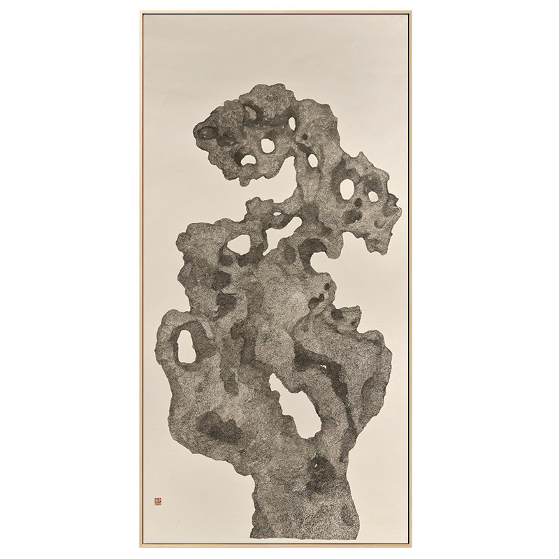 李知弥现代中式玄关过道装饰画竖版书房挂画茶室壁画走廊石来运转