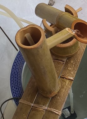 EF惊鹿惊鸟刷漆竹子流水摆件户外花园阳台水钵造景装饰品竹工艺品