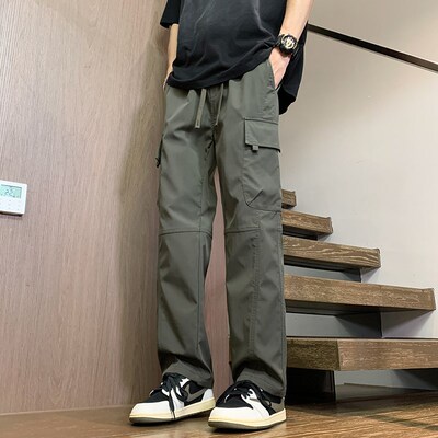 185高个子加长版工装裤男生春夏季薄款青少年宽松直筒休闲冲锋裤