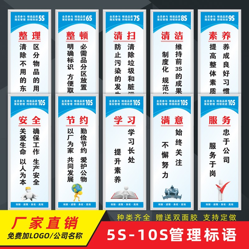 5s 6s 7s 8s 9s生产车间管理标语现场管理标示牌企业文化仓库宣传