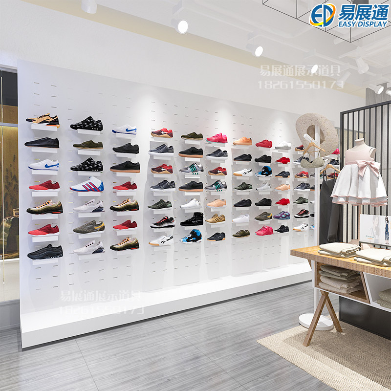 鞋店鞋架展示架上墙货架陈列架落地柜童鞋P运动商用店铺靠墙架