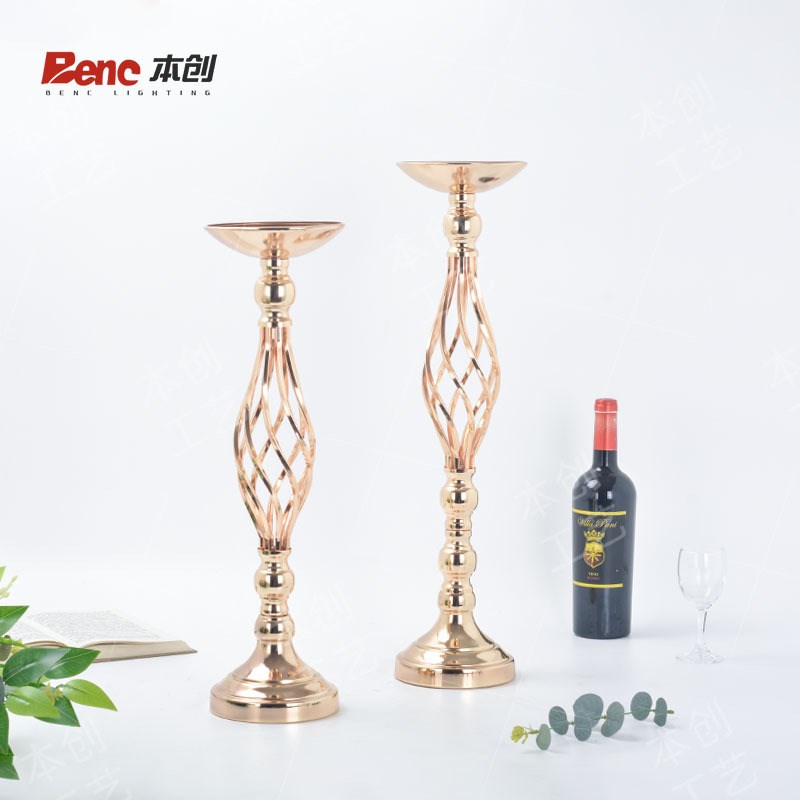婚庆道具电镀f铁艺麻花烛台签到主桌婚庆花器路引装饰酒店插花摆