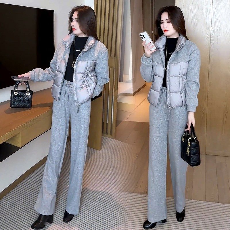 高级感套装女冬季2025新款欧货时尚洋气减龄棉服阔腿裤保暖两件套