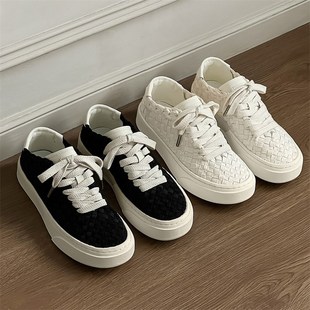 足下工业手工编织板鞋2024夏季新款透气帆布鞋男女百搭情侣休闲鞋