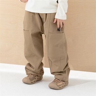 米修叻儿童工装裤2025秋冬新款男童秋薄绒长裤宝宝抓绒裤休闲外穿