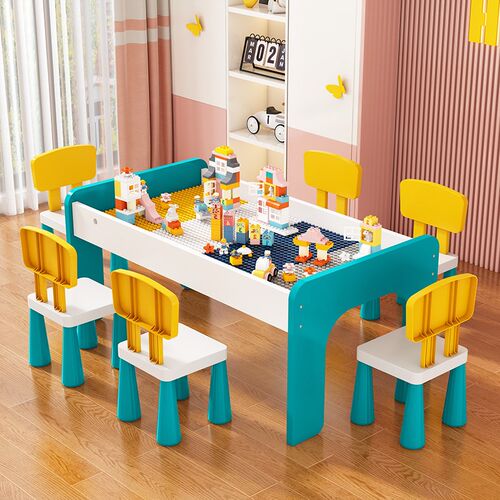 儿童积木桌子大颗粒男女孩宝宝益智拼装多功能大号尺寸木质玩具台