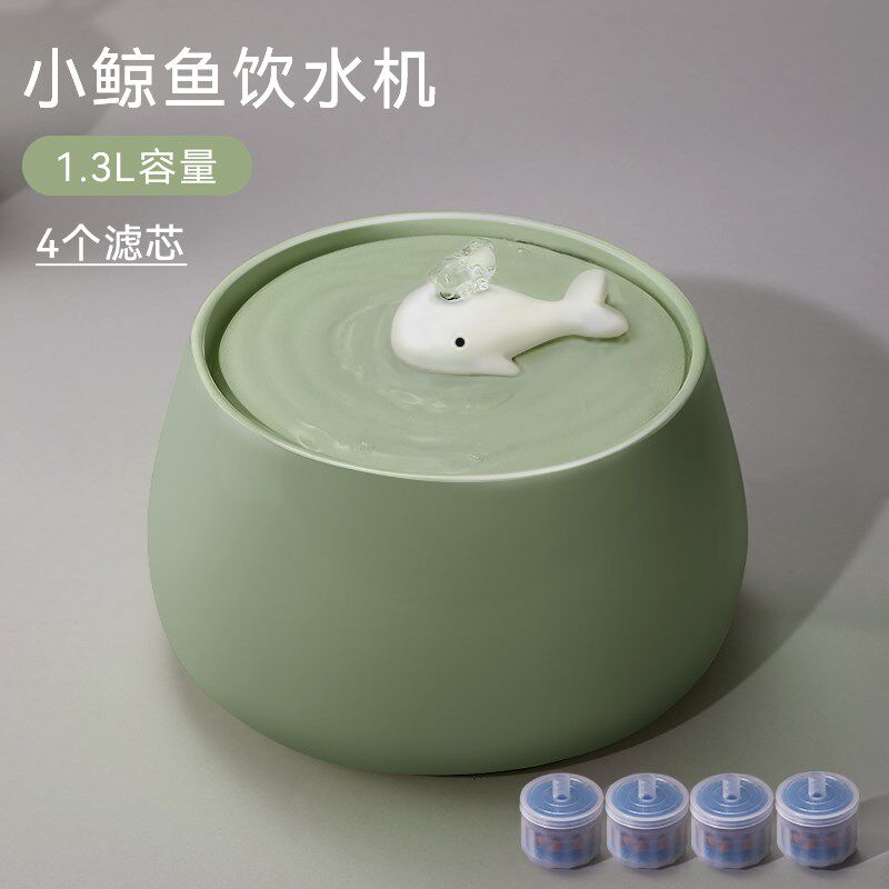 猫咪饮水机宠物陶瓷自动循环猫碗喂水狗狗水碗流动猫用喝水器水盆