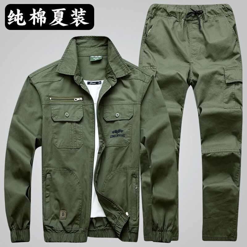 夏季工作服套装男薄款长袖劳保服透气耐磨耐脏电焊汽修厂服