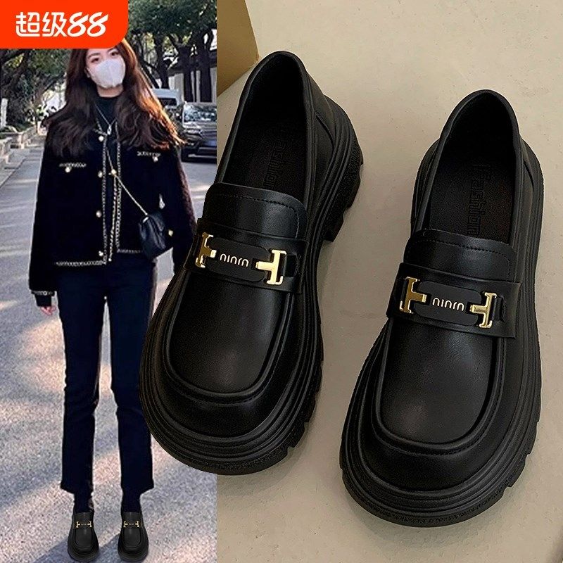 厚底乐福鞋女2025新款软底豆豆鞋女鞋小皮鞋女款百搭单鞋黑色鞋子,女鞋,乐福鞋（豆豆鞋）,淘宝优惠券,粉丝福利购,淘宝优惠卷