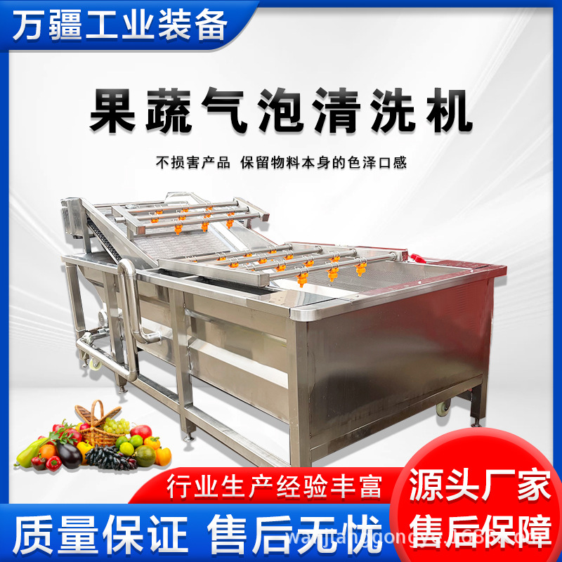 全自动蔬菜净菜加工流水线 厨房用菠菜气泡清洗机 秋葵漂烫冷却机