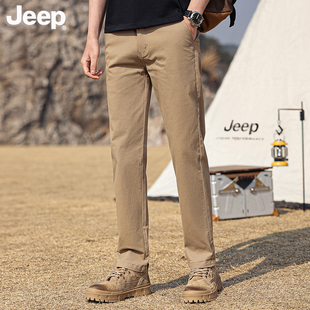 男春夏季 商务休闲长裤 直筒修身 2026新款 子 男裤 JEEP吉普纯棉休闲裤