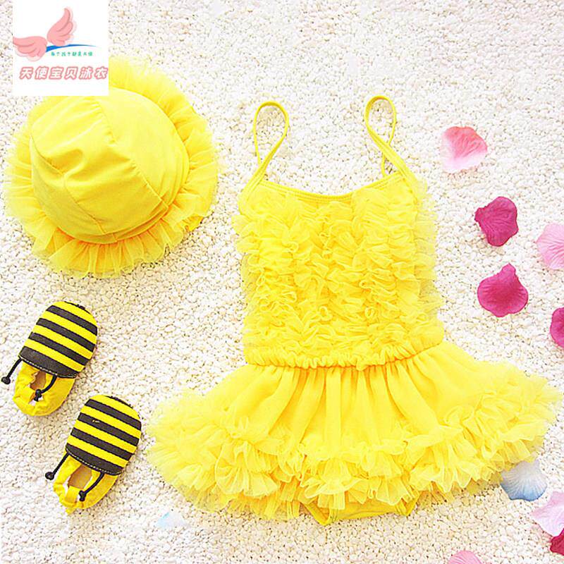 女宝宝泳衣2-9岁3小女孩连身裙式公主学生新款夏速干 干女童蕾丝