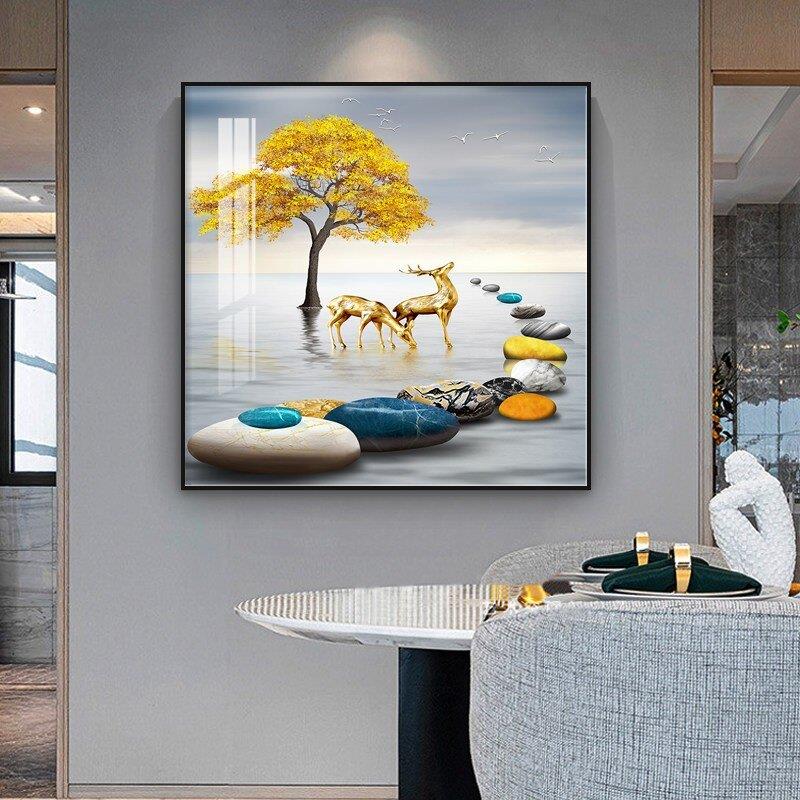 代简约客厅装饰画高发装饰画正方形单幅餐现厅柜子挂画进门上玄关