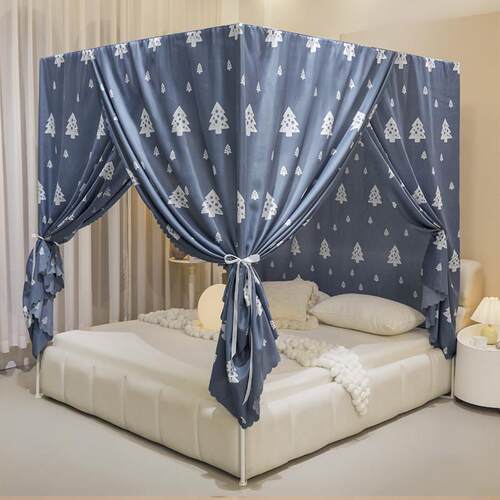 体式布蚊帐遮床幔三开门遮光保暖挡风孕妇光帘家用加m厚1PIN.51一