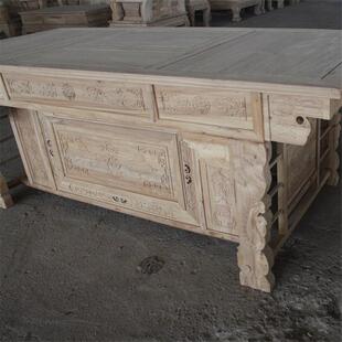 中式仿古家具白茬北老榆木茶桌椅组合实木古典茶台泡茶桌白胚白坯