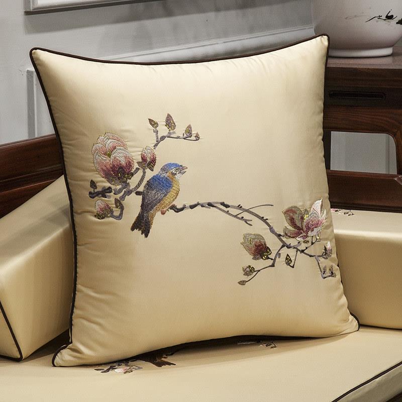中式沙发抱枕靠垫床头刺35bz绣枕套035新中靠式中风绣花国背客厅